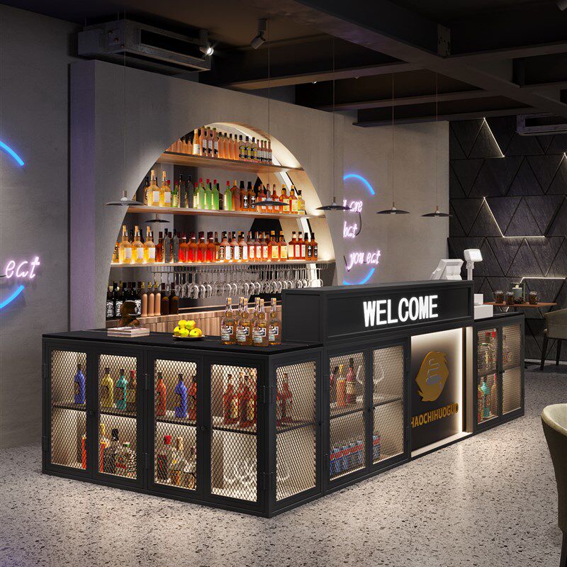 铁艺工业风吧台收银柜台网红潮店台球厅奶茶店转角前台健身房接待