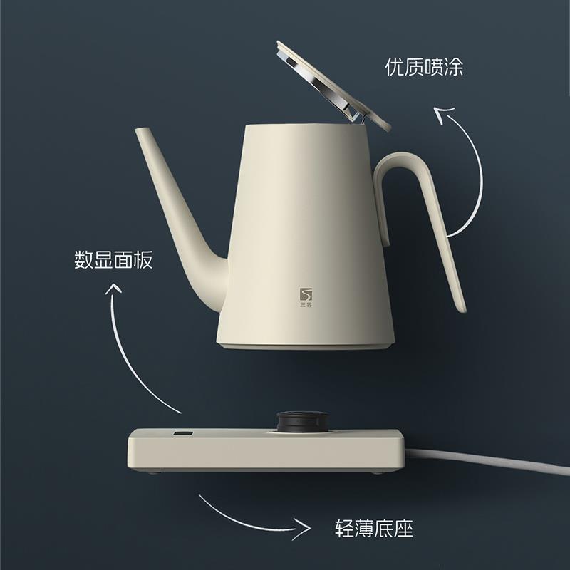 三界K1-B妙控电热水壶数显保温烧水壶家用长壶嘴泡茶冲咖啡养生壶