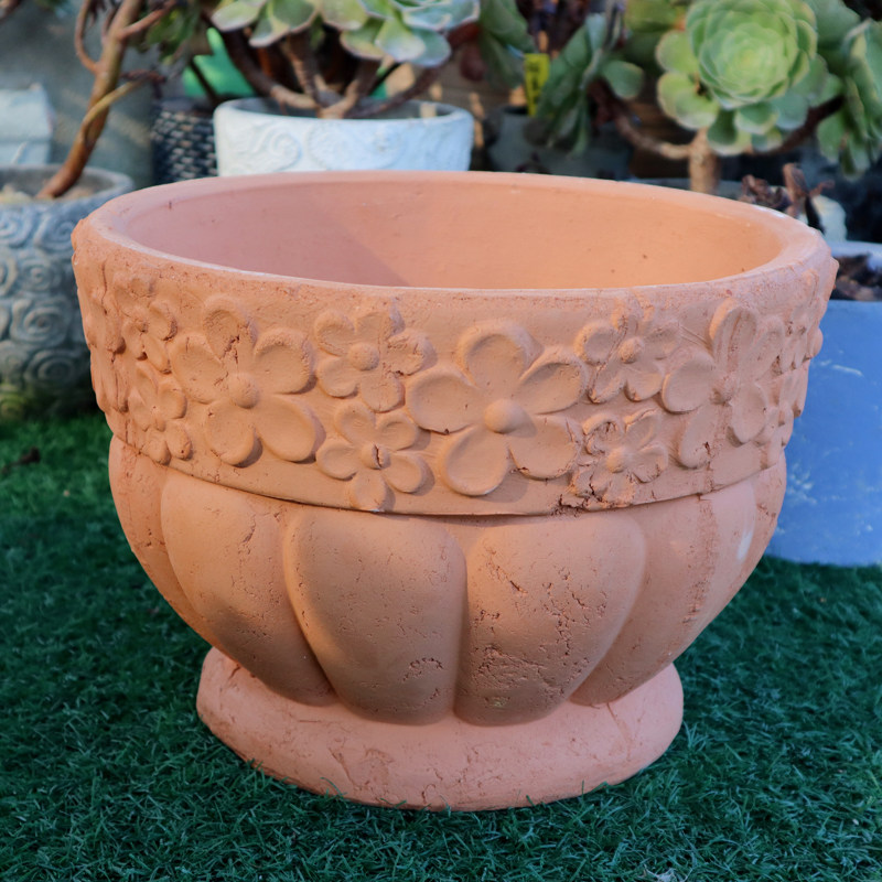 粗陶红陶花盆 欧式园林手工陶土大号盆 阳台庭院绿植月季老桩盆栽