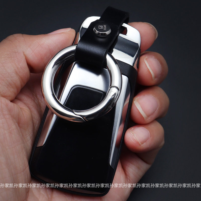 316不锈钢汽车钥匙扣cnc精雕防丢钛合金螺丝头层牛皮挂件腰挂真皮