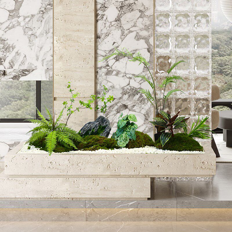 仿真绿植造景组合阳台景观布置室内假植物橱窗装饰楼梯拐角造景树