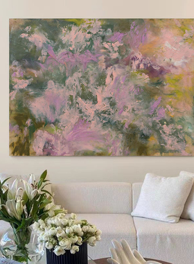 HW.ART手绘油画《自在顺境》餐厅极简肌理抽象画客厅背景装饰挂画