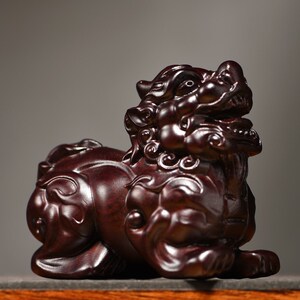 黑檀木雕貔貅摆件新中式实木一对家居客厅电视柜装饰创意工艺礼品