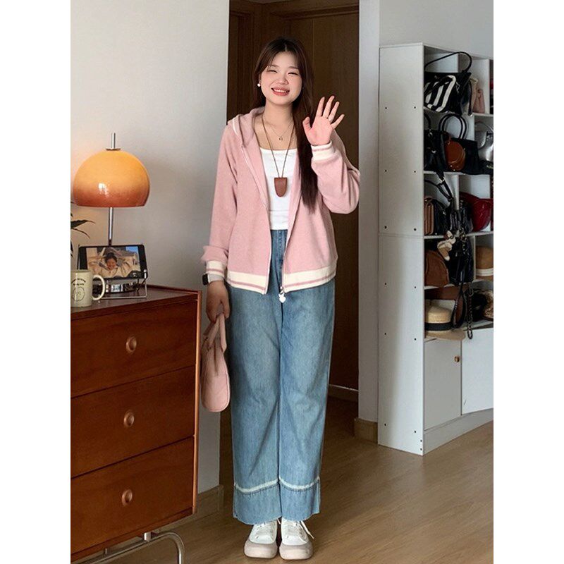 微胖的喵喵 大码女装梨型mm春季显瘦休闲卫衣外套阔腿裤套装 0637