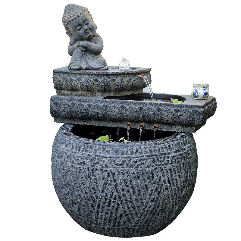 新中式流水景观户外庭院喷泉鱼缸循环水花园装饰摆件室外鱼池造景