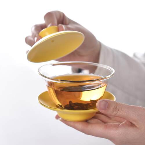 成艺玻璃盖碗陶瓷三才盖碗颜色釉彩色泡茶碗敬茶碗茶杯大功夫茶具