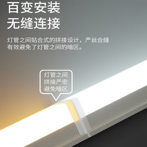 led灯管T5一体化商用超市1.2米全套长条灯T8超亮节能洗车间照明灯