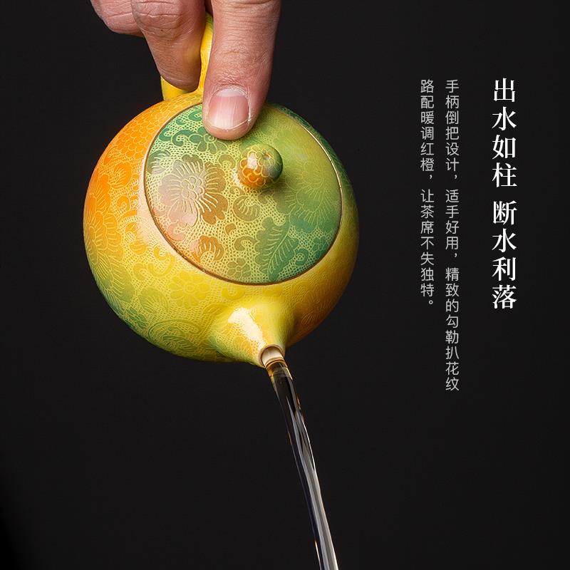 古帛扒花西施壶景德镇手工陶瓷茶壶泡茶家用2026新款高档茶具送礼