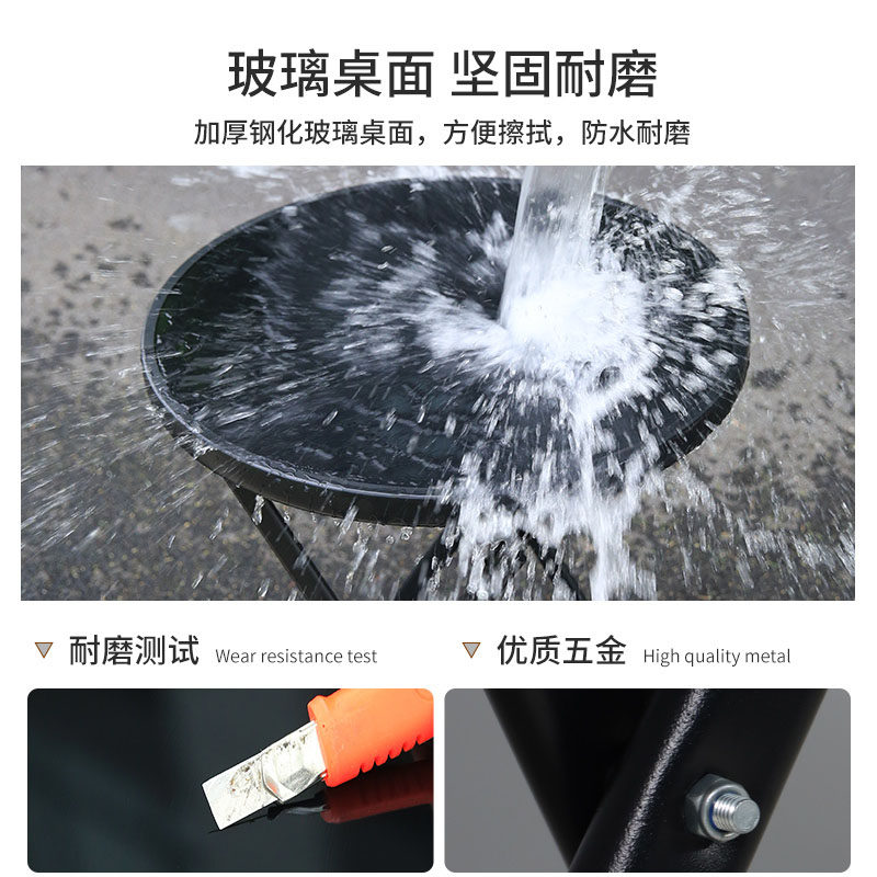 阳台休闲区布置休闲收纳桌椅组合一桌二椅折叠小圆桌懒人椅三件套