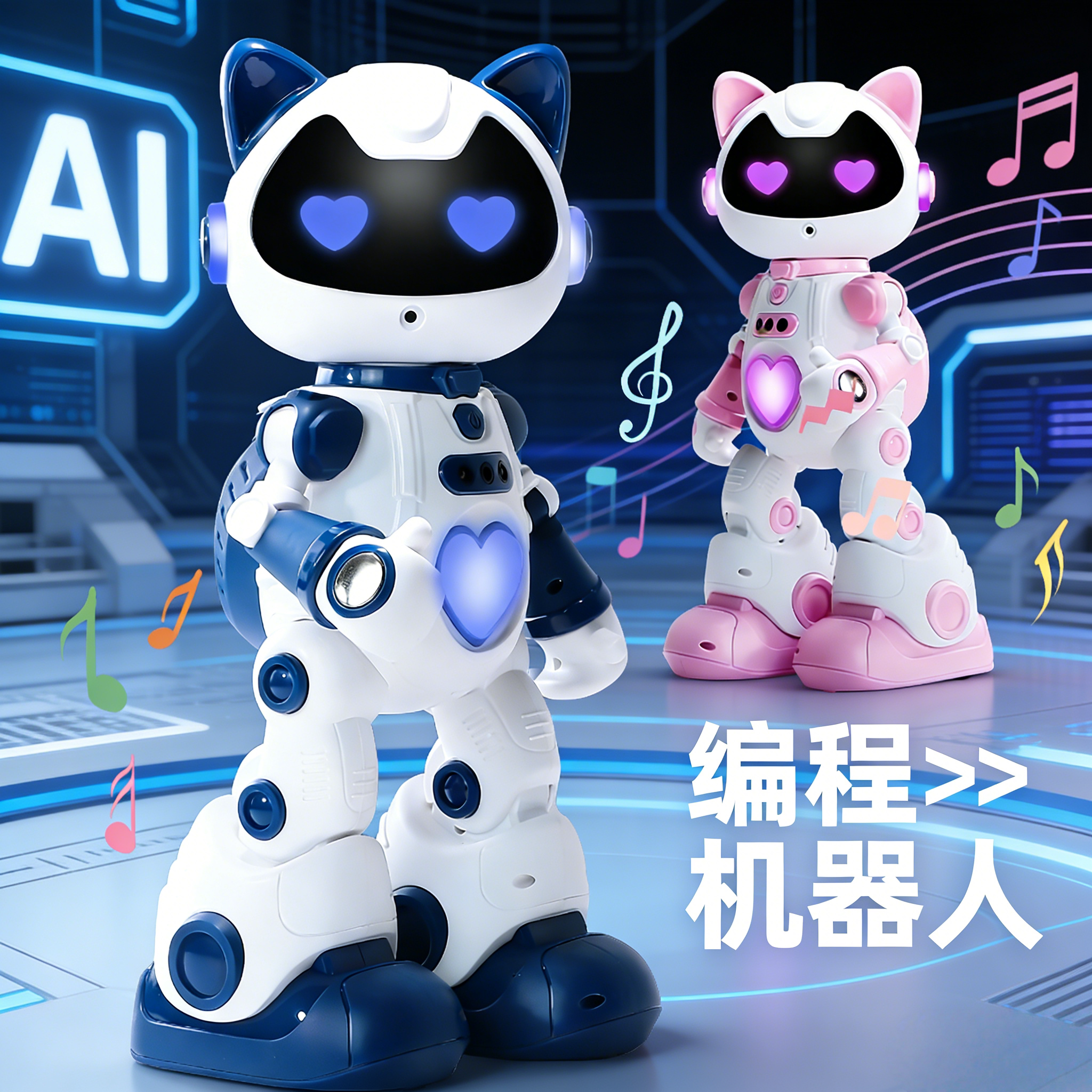 遥控智能机器猫编程机器人音乐跳舞唱歌语音益智早教儿童玩具男孩