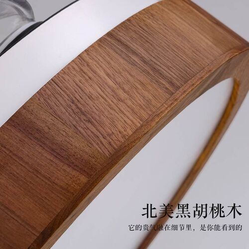 风扇灯变频隐形吊扇灯北美黑胡桃木高档大气新中式家用餐厅风扇灯