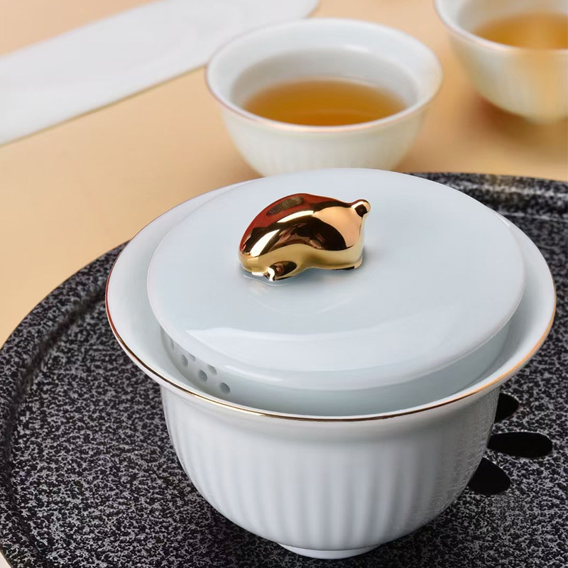 恒越望月怀远陶瓷功夫茶具盖碗杯子套装家用中秋礼品支持定制logo