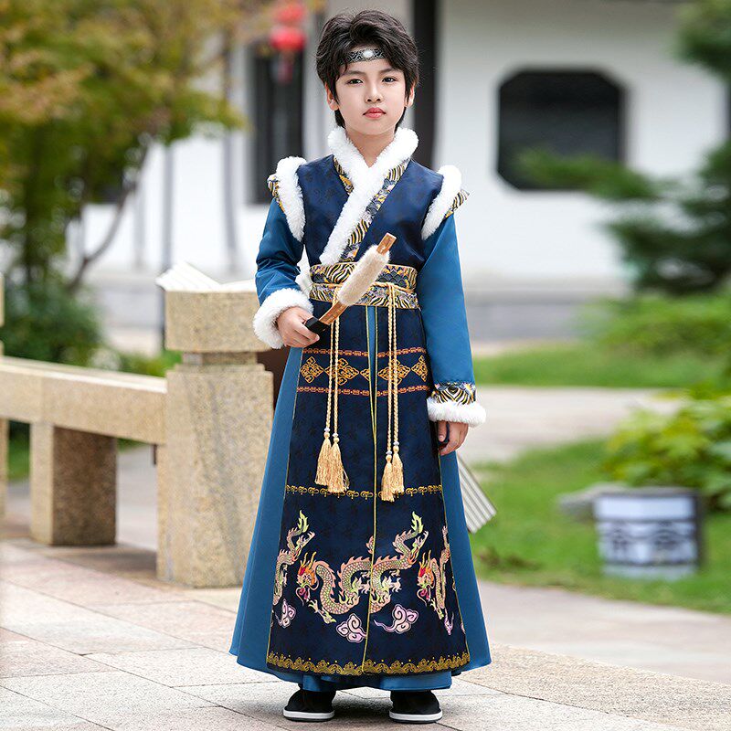 男童汉服2024新款秋冬儿童古装男宝唐装男孩新中式小少爷国风冬季