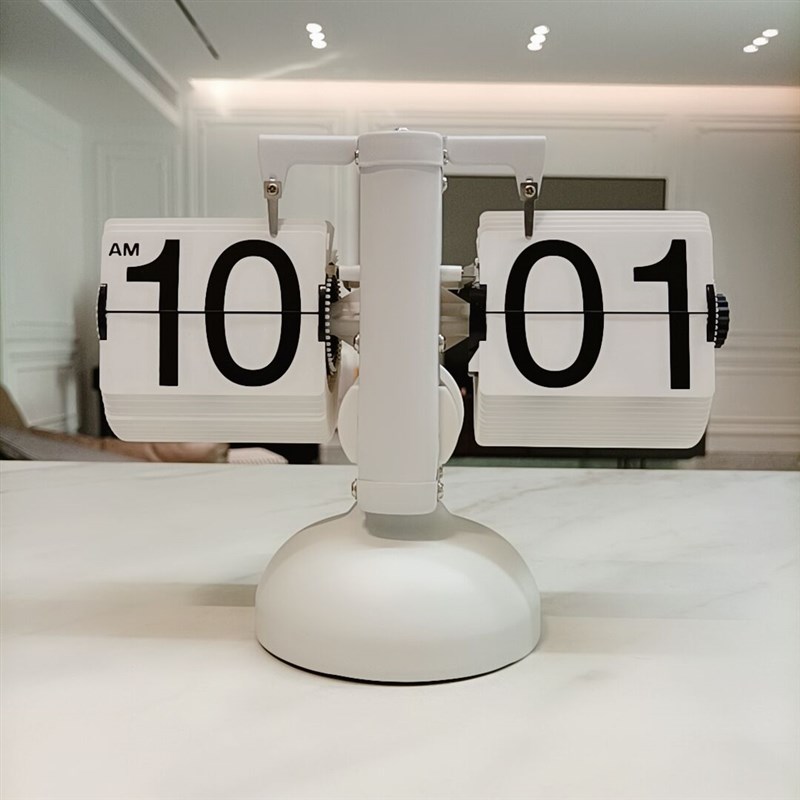 妙刻自动翻页时钟桌面摆件复古机械表摆台式数字钟表创意客厅装饰