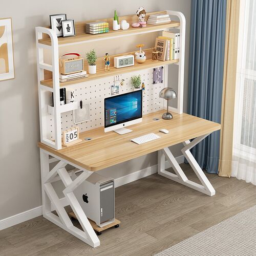 台式电脑桌家用书桌书架一体组合小户型洞洞板学习桌子卧室办公桌