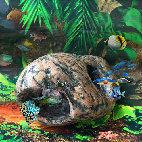 天然石头鱼窝鱼缸虾罐水族箱造景装饰 乌龟晒台 慈鲷躲避洞繁殖屋