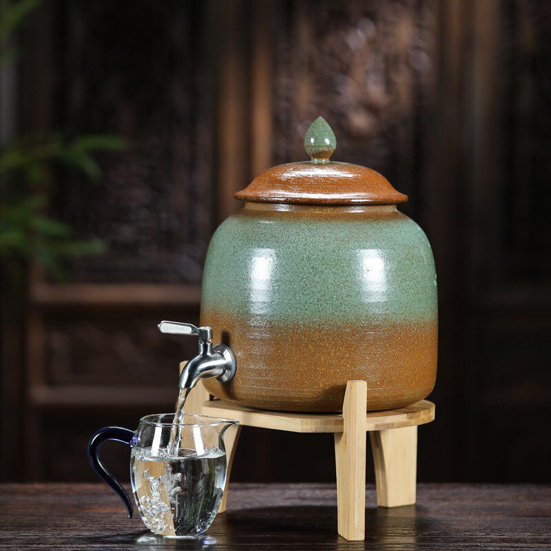 紫丰堂家用紫砂水缸冷水壶餐厅酱油醋壶手工日式小酒缸泡酒罐4.6L