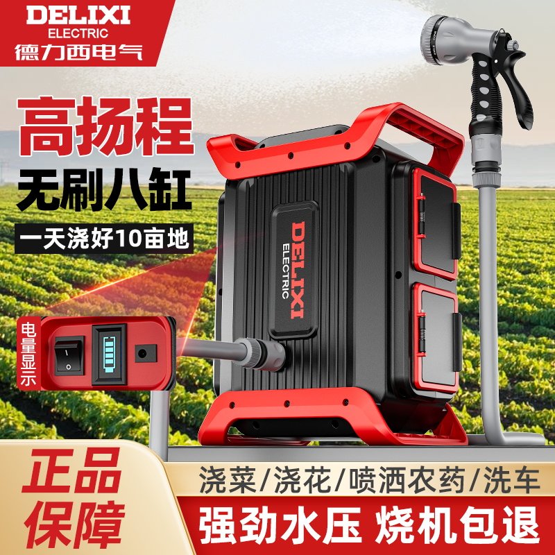 德力西充电式抽水泵户外浇菜神器浇水机农村菜地锂电池菜园大功率