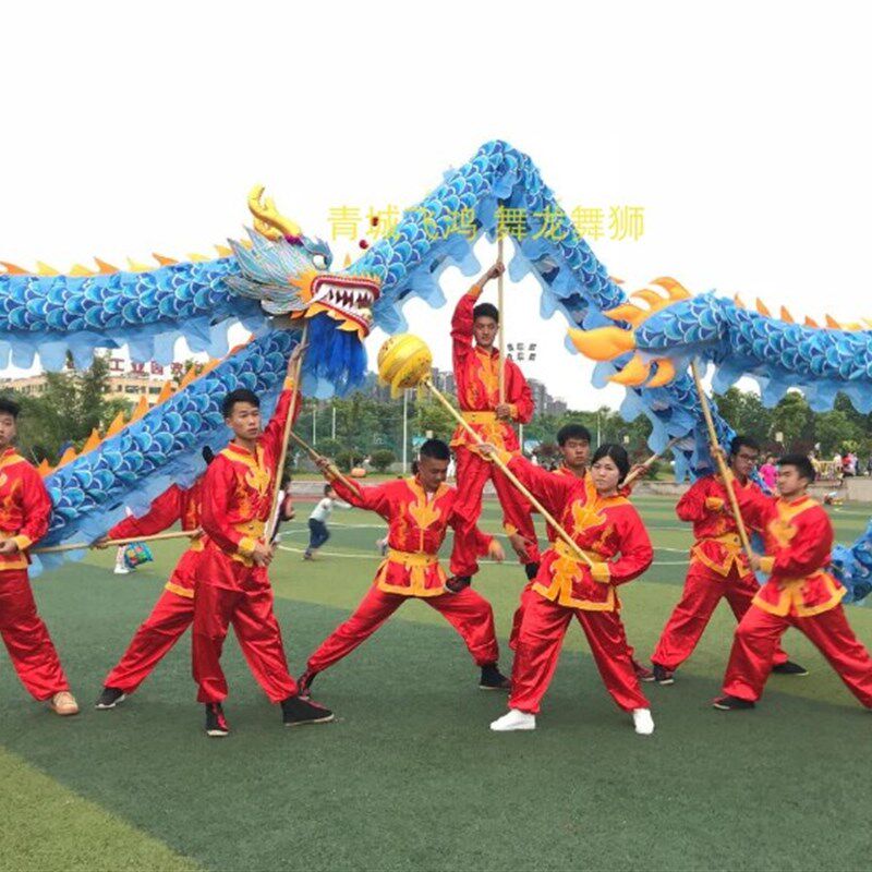 舞龙道具舞龙国标龙优质密度绸布龙钢丝龙龙眼带灯国标三号龙