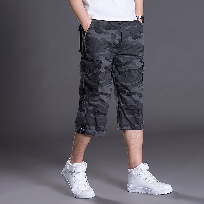 2019夏季新品 薄型宽松版男士七分裤 多口袋休闲中裤工装裤男包邮