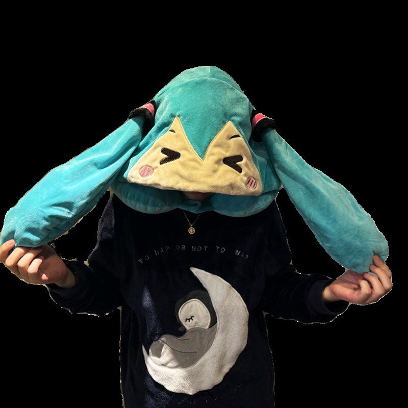 二次元初音带帽大号帽子旅行U枕颈枕仙女学生家居宅人宿舍午睡枕