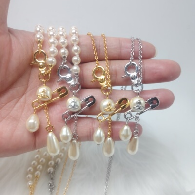 《现货秒发》土星claude别针珍珠项链女轻奢小众设计感高级毛衣链