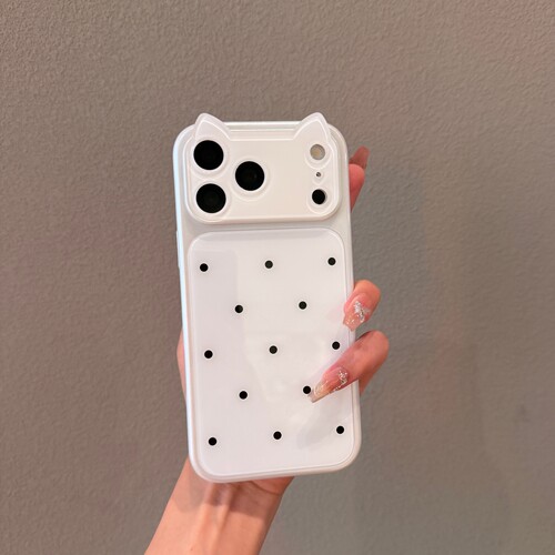 ins创意猫耳朵适用iPhone17手机壳18promax苹果16Pro新款黑白波点15高级感14秒变18大视窗女13PM保护套巨好看