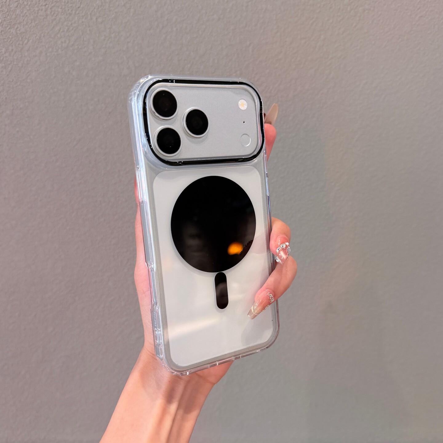 适用iPhone18promax手机壳苹果17Promax磁吸新款黑色Magsafe悬磁圈17pm情侣简约高级18pro超薄透明保护套男女