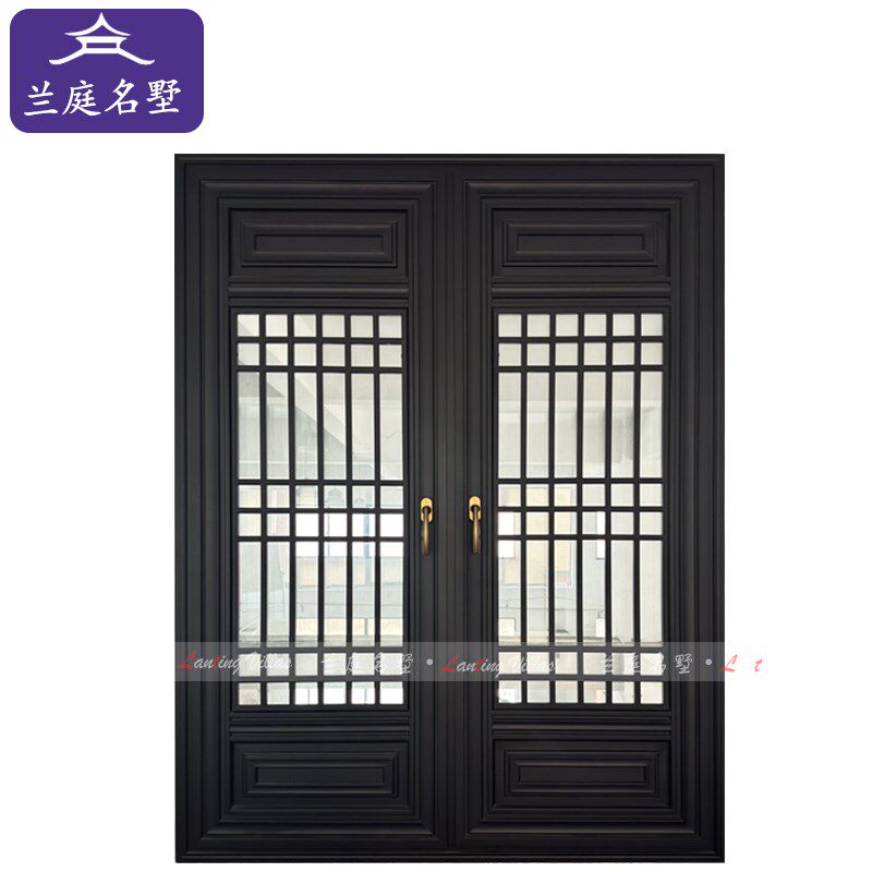中式仿古断桥铝门窗订制复古怀旧平开铝合金窗户别墅园林定做安装