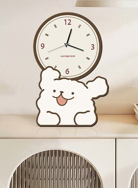 卡通可爱桌面钟表小摆件客厅家居装饰品创意静音玄关桌时钟摆台式