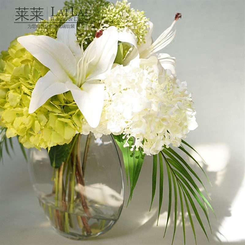 设计师款 仿真绣球假花绢花整体花艺 假水组合套装 家居饰品摆件