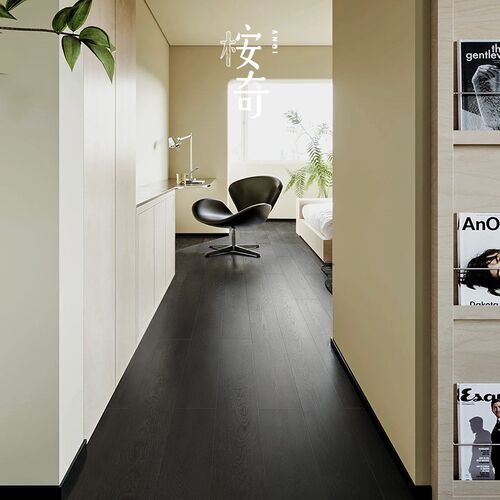 SPC石塑锁扣地板黑色木纹家用石晶卡扣式复合地板PVC加厚防水静音