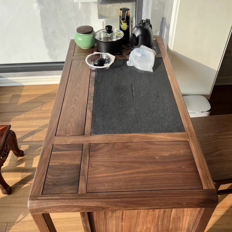 北美黑胡桃木阳台移动小型茶桌茶台桌迷你休闲家用新中式实木茶几