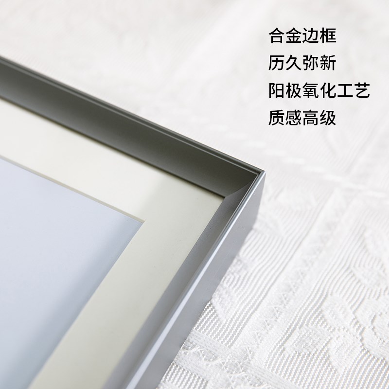 婚纱照片打印加相框摆台高级感窄边金属铝合金框结婚照全家福桌摆