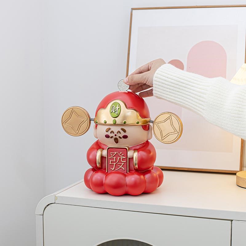 梅杜莎创意新款财神爷存钱罐储蓄罐开业礼物客厅桌面玄关摆件装饰