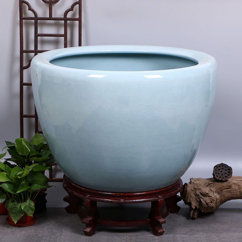 景德镇陶瓷裂纹釉鱼缸开片养金鱼缸乌龟缸睡莲盆荷花缸碗莲缸大号