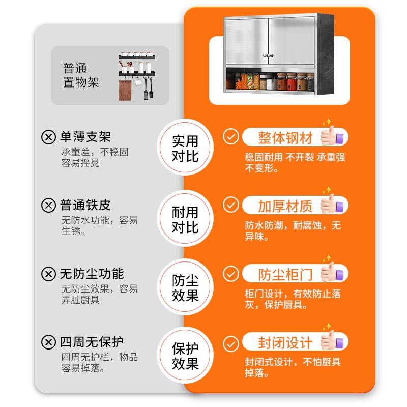 304不锈钢厨房吊柜橱柜加厚挂墙式防虫收纳柜阳台防水防潮置物柜