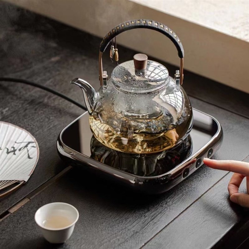 北欧轻奢风玻璃茶具套装花茶水果加热煮茶器高颜值欧式鼠尾茶咖壶