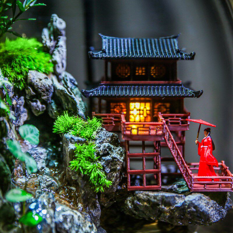 【顺丰包邮】流水养鱼缸真植物苔藓微景观生态瓶办公室成品室内