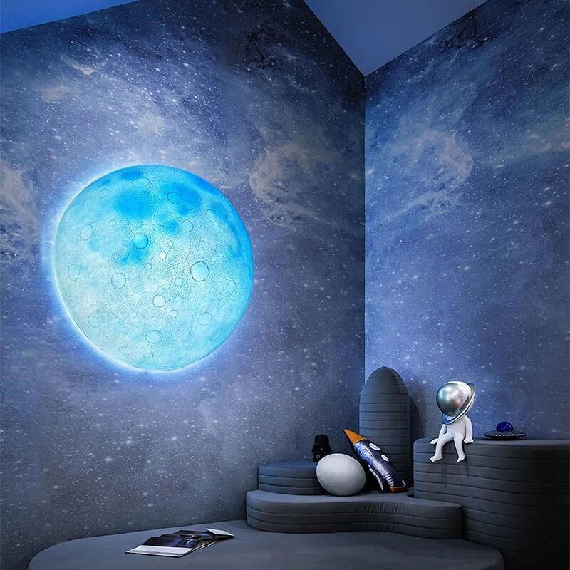 3d立体浮雕半圆月球灯造景吸顶壁灯大型星球灯餐厅月亮灯墙面装饰