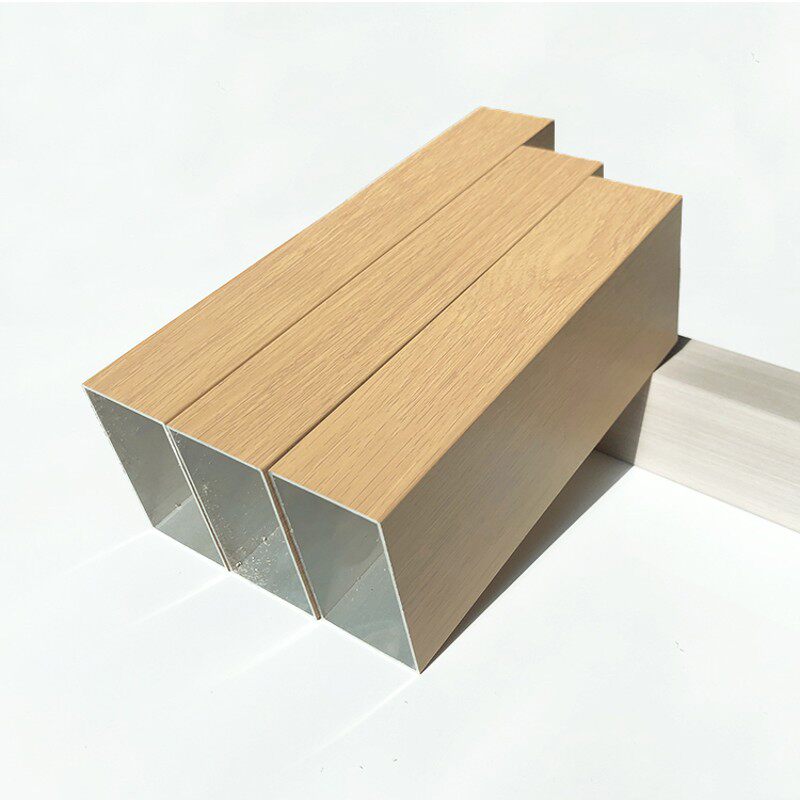 现货浅木纹铝方管原木色铝合金方管装饰橡木色隔断口型水曲柳扁管
