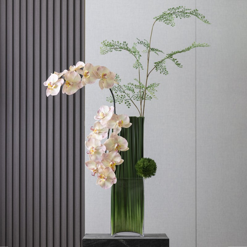 客厅玄关摆设件蝴蝶兰仿真花高端轻奢餐桌花艺前台摆花装饰花卉档