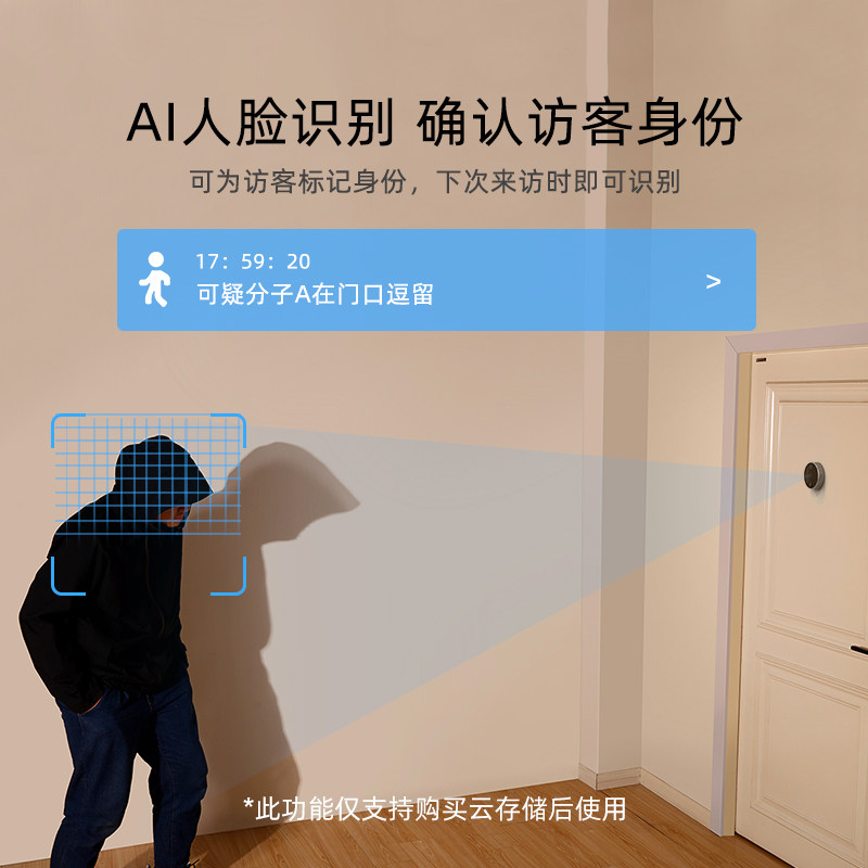 创米小白智能电子猫眼家用门口监控摄像头带显示屏无线可视门铃