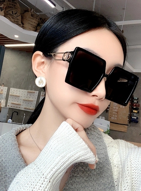 韩版ins潮2021网红大方框偏光墨镜女方形大框大脸眼镜显瘦太阳镜