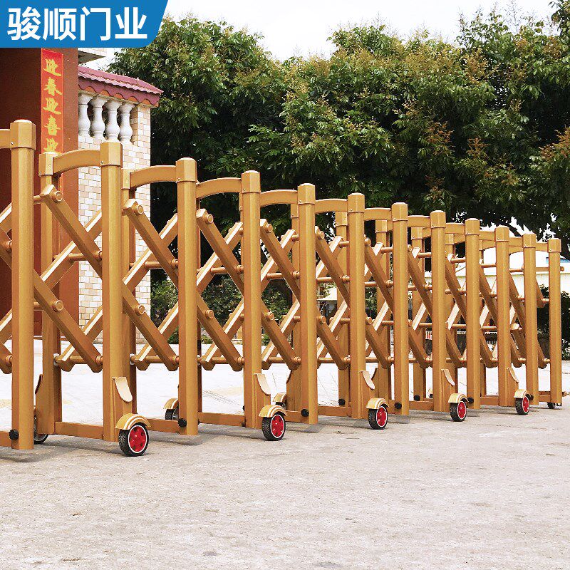 手动推拉折叠不锈钢伸缩门电动大门高速路障移动护栏施工收缩围栏