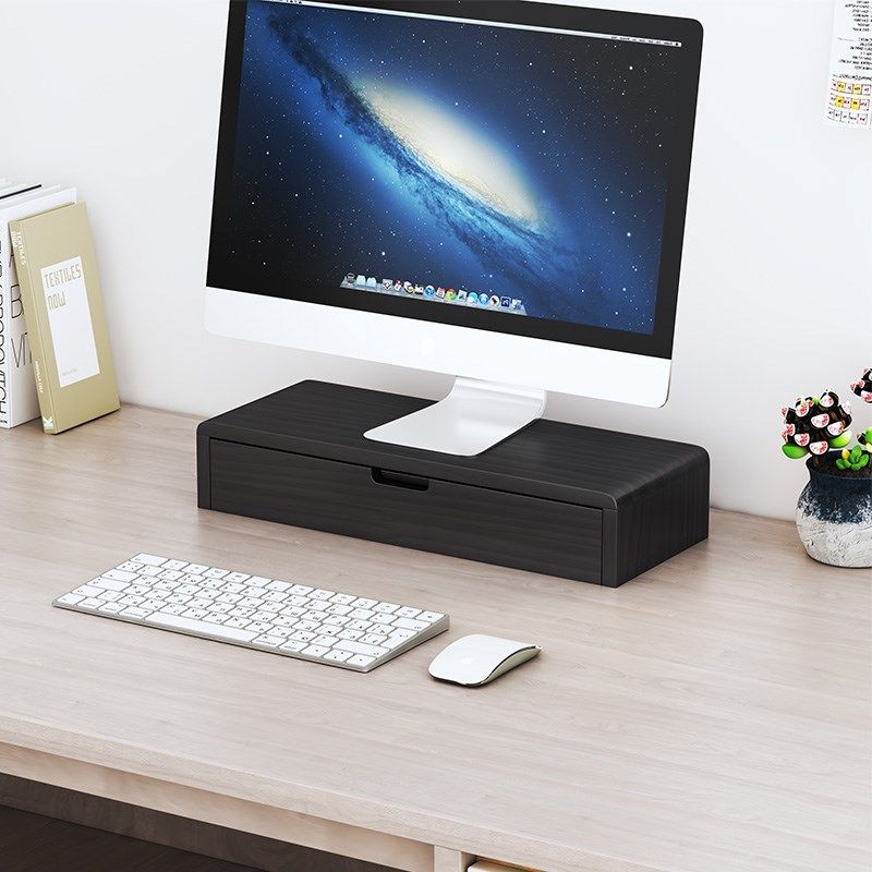 实木桌面抽屉收纳盒台式电脑显示屏幕增高架文件杂物收纳柜可定制