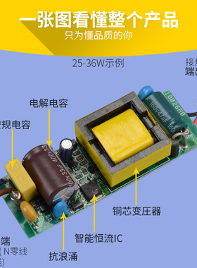 led恒流驱动电源变压器射筒灯吸顶整流水晶灯镇流器3W12W1824W36W