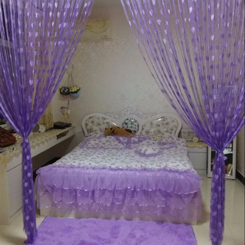 韩式爱心线帘 加密婚房门帘挂帘客厅玄关隔断 婚庆装饰窗帘子成品