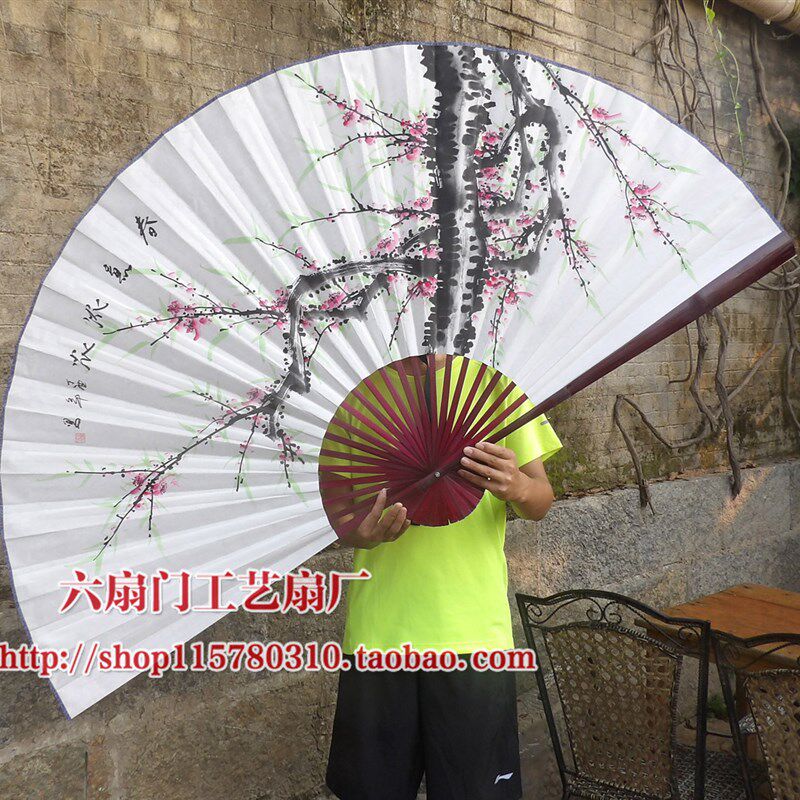 大挂扇装饰大扇子超大墙壁挂扇工艺大折扇家居背景装饰扇桃花报春