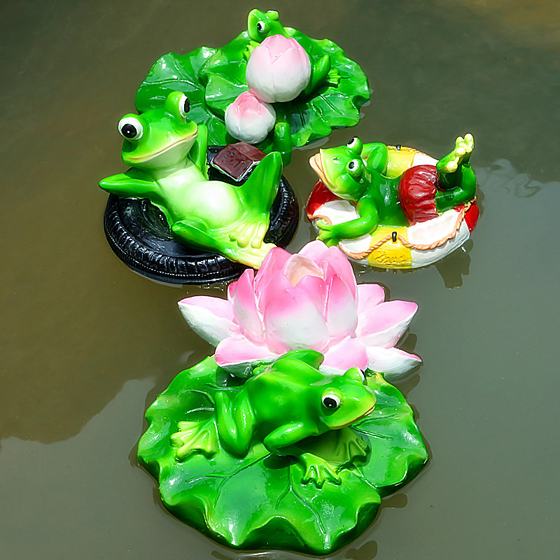 货源浮水荷花青蛙摆件树脂工艺品鱼池假山喷泉流水装饰品池塘